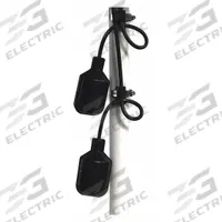 SJE-RHOMBUS Dual Float Switch: Wide-Angle, Normally Open (Pump Down), 120V AC, 13 A, 3-Wire (MPN 20DFMMD1WOP). Key specifications — Rated Voltage: 120V AC; Brand: SJE-RHOMBUS; Electrical Connection: 3-Wire; Counterweight/Mounting: Pipe Clamp Required.