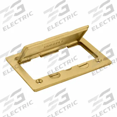 HUBBELL WIRING DEVICE-KELLEMS Floor Box Cover: Rectangular, Gold, Brass - Brass Electrical Floor Box Covers
