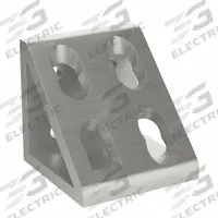 Inside Corner Bracket: Gusseted Inside-Corner Bracket, 40 Series, 80 mm x 76 mm x 80 mm, 8 Holes (MPN 40-4338). Key specifications — Material: Aluminum; Brand: 80/20; Finish: Anodized.