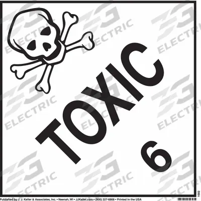 JJ KELLER Container Placard: Toxic, 10 3/4 in x 10 3/4 in, 10 3/4 in Label Ht, Tagboard - Class 6: Toxic, Poison Inhalation & Infectious Substances