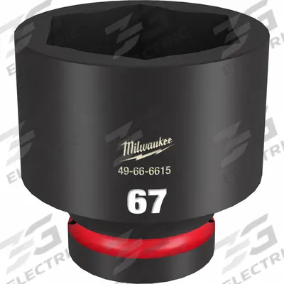 MILWAUKEE Standard Impact Socket: 1 in Drive Size, Metric, 67 mm Socket Size, 6-Point - 1" Drive Impact Sockets