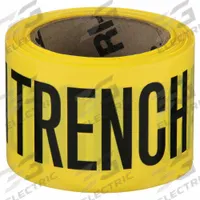 APPROVED VENDOR Barricade Tape: 200 ft Lg, 3 in Wd, Caution Open Trench Legend, Polyethylene (MPN 91227). Key specifications — Tape Message: Caution Open Trench; Message Color: Black; Brand: APPROVED VENDOR.