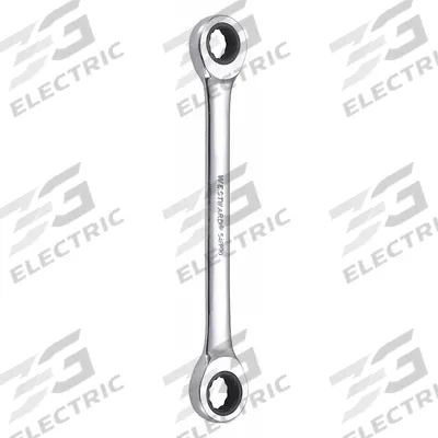 WESTWARD Box End Wrench: Alloy Steel, Chrome, 14 mm_15 mm Head Size, 7 1/2 in Overall Lg - Metric, Double End, 12-Point, Ratcheting Box End Wrenches