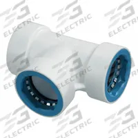 HYDRORAIN Tee: 1" Push x 1" Push x 1" Push, ABS Plastic, 150 psi Max Working Pressure, 2.13 in Wd (MPN 08672). Key specifications — Connection: 1" Push x 1" Push x 1" Push; Material: ABS Plastic; Product Type: Tee.