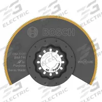 BOSCH Oscillating Tool Blade: 3 1/2 in Blade Wd, 3 1/2 in Overall Lg, Flush Cutting/Straight Cutting (MPN OSL312T). Key specifications — attr1097568: Flush Cutting; attr1097557: BOSCH; attr1097582: Drywall.