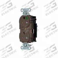 HUBBELL Receptacle: Hospital Grade, Duplex, 5-20R, Brown, 125V AC, 20 A, 2 Pole / 3 Wire (MPN 8300STTR)