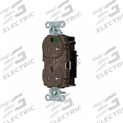 HUBBELL Receptacle: Hospital Grade, Duplex, 5-20R, Brown, 125V AC, 20 A - General Purpose Receptacles