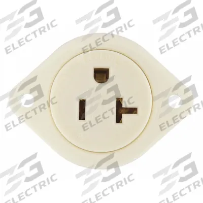 BRYANT Flanged Receptacle: Single, 5-20, White, 125V AC, 20 A, 2 Pole / 3 Wire (MPN 5379) - General Purpose Receptacles