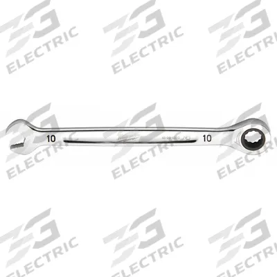 MILWAUKEE Ratcheting Combination Wrench: Chrome Vanadium Steel, Chrome, 10 mm Head Size - Metric 12-Point Ratcheting Combination Wrenches