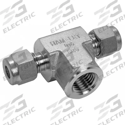 HAM-LET Compression Tee Fitting: 12 mm OD x 12 mm OD x 1/4 in Pipe Fitting Size - Double-Ferrule Stainless Steel Fittings