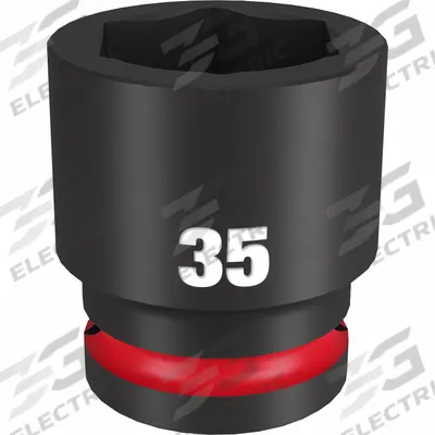 MILWAUKEE Standard Impact Socket: 3/4 in Drive Size, Metric, 35 mm Socket Size, 6-Point - 3/4" Drive Impact Sockets