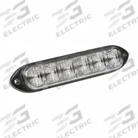 GROTE Warning/Directional Light: Combo Warning and Directional Light, Amber/Blue, 1 in Overall Wd (MPN 78146). Key specifications — Operating Voltage: 12 to 24V DC; Number of Flash Patterns: 25; Electrical Connection: Blunt Cut Wires; Mount Type: Screw; Brand: GROTE; Shape: Rectangular.