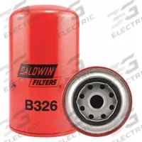BALDWIN FILTERS Oil Filter: B326, 7/8"-16 Thread Size, 7 3/8 in Overall Ht, 4 1/4 in Outside Dia. Key specifications — Baldwin Interchange: B326; Brand: BALDWIN FILTERS; Compatible Vehicle Make: Volvo; Includes: G401 Integral Gasket; Media Material: Cellulose.