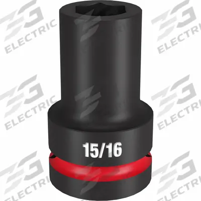 MILWAUKEE Deep Impact Socket: 1 in Drive Size, SAE, 15/16 in Socket Size, 6-Point - 1" Drive Impact Sockets