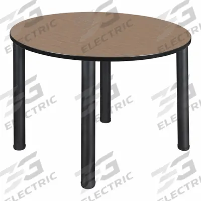 KEE Cafe/Breakroom Table: Laminate, Oak, 29 in Overall Ht - Max, Circle, Black - Cafe & Breakroom Tables