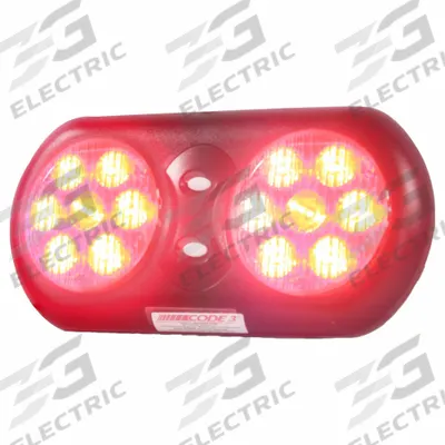 CODE 3 Warning Lamp: LED, Red, 11 in Overall Lg, 5 3/8 in Overall Ht, 1 in Overall Wd - Visor Mounted Emergency Lights