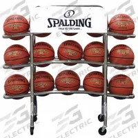SPALDING Ball Rack: 46 in Overall Lg, 10 in Overall Wd, 42 in Overall Ht, Steel, Silver (MPN 411-602)