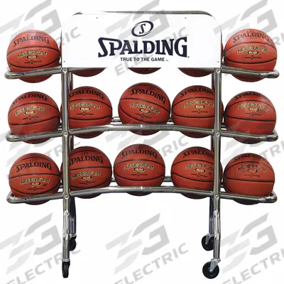 SPALDING Ball Rack: 46 in Overall Lg, 10 in Overall Wd, 42 in Overall Ht, Steel - Equipment Racks