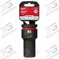 MILWAUKEE Deep Impact Socket: 3/4 in Drive Size, Metric, 19 mm Socket Size, 6-Point, Deep, Friction (MPN 49-66-6394). Key specifications — attr1215501: MILWAUKEE; attr1215515: Black Phosphate; attr1215518: 19 mm.