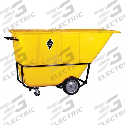 TOUGH GUY Tilt Truck: 27 cu ft, 1,250 lb, 77 in L x 33 1/4 in W x 36 in H, Yellow - Steel-Reinforced Plastic Tilt Trucks