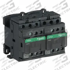 SCHNEIDER IEC Magnetic Contactor: Reversing, 3 Poles, 3NO Contacts, 9 A, 24V AC Coil (MPN LC2D09B7V). Key specifications — Brand: SCHNEIDER; Integrated Surge Suppression: No.