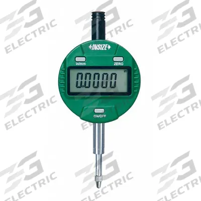 INSIZE Digital Indicator: 0 in to 0.5 in /0 mm to 12.7 mm, Inch/Metric, 0.005mm Accuracy - Digital Indicators with Non-Removable Flat Back