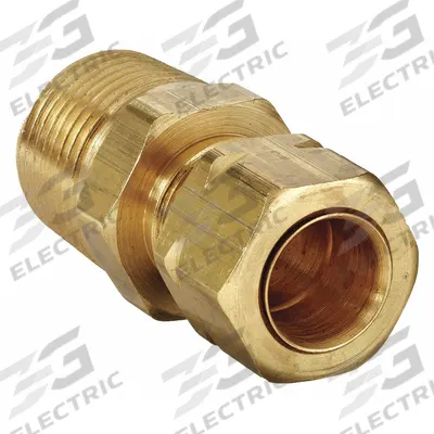 PARKER Compression Fitting Adapter: 3/8 in OD x 3/8 in Pipe Fitting Size, Compression x MNPT - Self-Aligning Brass Compression Fittings