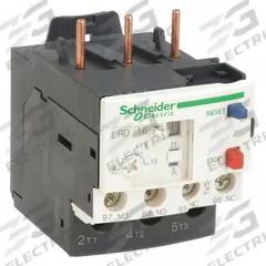 SCHNEIDER Overload Relay: Thermal Protection, 3 Poles, 1NO/1NC, Phase Loss Sensitivity (MPN LRD16). Key specifications — Brand: SCHNEIDER; Auxiliary Contact Form: 1NO/1NC; Compatible Contactor Series: TeSys Deca; Terminal Connection Type: Screw Clamp Terminals; Maximum Voltage Rating: 690V AC; Phase Loss Sensitivity: Yes; Thermal Units Required: None (Relay Includes Integrated Bimetallic Elements); Compatible Contactors: TeSys Deca (12 to 38 Amp Models).