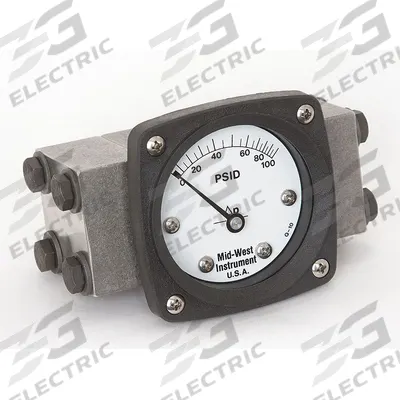 MIDWEST INSTRUMENT Differential Pressure Gauge: Back, 1/4 in NPT Female, ±3-2-3% Gauge Accuracy - Medium & High Operating Pressure Differential Gauges