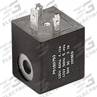 PARKER Solenoid Coil: 110V (50Hz)/120V (60Hz)/48V DC, 14°F to 120°F, Plug-In, DIN 43650 Form A, IP65 (MPN P2FCA453). Key specifications — attr1089104: Plug-In; attr1089108: IP65; attr1093195: H; attr1084872: Solenoid Coil; attr1084828: P2FCA453; attr1084832: PARKER; attr1084884: 120V (60Hz); attr1089105: DIN 43650 Form A.