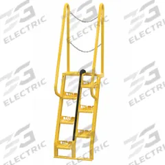 VESTIL Alternating Tread Stairs: 7.5 ft Overall Ht, Steel, 350 lb Load Capacity, Perforated, 7 Steps (MPN ATS-4-68). Key specifications — Color: Yellow; Brand: VESTIL.