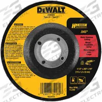 DEWALT Depressed Center Cut-Off Wheel: Type 27, 4 1/2" x 0.045" x 7/8", Aluminum Oxide, 60 Grit (MPN DW8424). Key specifications — Series: A60T; Brand: DEWALT.