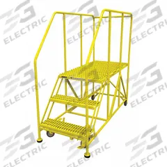 COTTERMAN Work Platform: 2.5 ft Platform Ht - Max, 36 in x 60 in, Steel, 800 lb Load Capacity (MPN 3WP3660RA3B4B8AC2P6). Key specifications — Folding: Not Foldable; Mobility: Rolling; Components Included: Rubber Foot Pads; Use Location: Indoor; Brand: COTTERMAN; Color: Yellow; Height Adjustability: Fixed Height; Includes Handrails: Handrails Not Included.