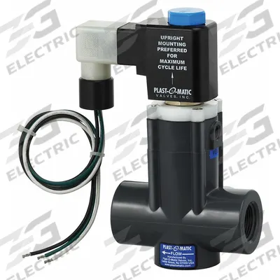 PLAST-O-MATIC Solenoid Valve: 2-Way, Normally Closed, 1 in Pipe Size, 120V AC - 2-Way/2-Position, Normally Closed Solenoid Valves