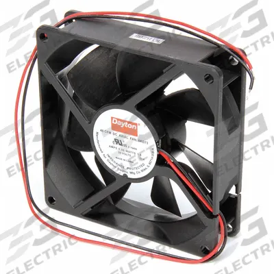 Dayton Axial Fan: 19.3 cfm Airflow @ 0.000 in SP, 3 5/8 in Ht, 1 in Dp, Lead Wires - Standard Square Axial Fans