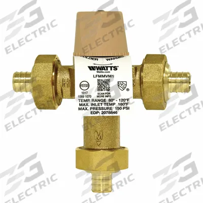 WATTS Thermostatic Mixing Valve: 1/2 in Inlet Connection Size, 1/2 in Outlet Connection Size - Point-of-Use Mixing Valves