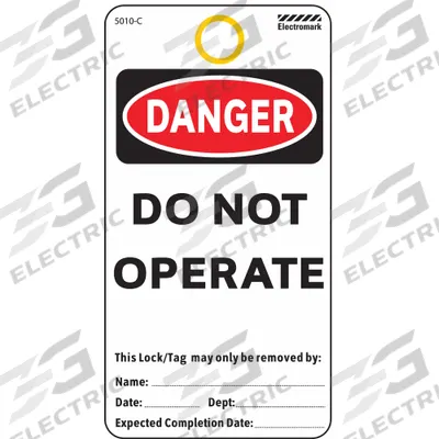 ELECTROMARK Danger Tag: Danger, Do Not Operate, Write-On Surface, English, Danger, Tag (MPN Y604102) - Safety