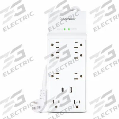 CYBER POWER Outlet Strip: 8 Outlets, 6 ft Cord Lg, 2,400 J Rated Energy, 15 A Current - General Purpose Surge Protectors
