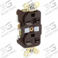 HUBBELL Receptacle: Duplex, 6-20, Brown, 250V AC, 20 A, 2 Pole / 3 Wire (MPN HBL5462)