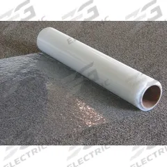 PLASTICOVER Carpet Protection Film: 2.5 mil Thick, 24 in Wd, 500 ft Lg, Polyethylene, Clear, Film (MPN PCC240500). Key specifications — Material: Polyethylene; Color: Clear.