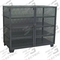 JAMCO Storage Cabinet: 48 in x 24 in x 54 in, 4 Fixed Shelves, Swing Handle & Padlock Hasp, Legs (MPN MD248BL). Key specifications — Brand: JAMCO; Body Panel Type: Ventilated; Base Type: Legs; Cabinet Color: Black; Frame Assembled: Assembled.