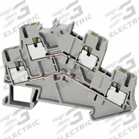 SCHNEIDER Terminal Block: DIN Rail Mounting Type, Push-In Wire Termination, 2 Wire Terminals, 20 A (MPN NSYTRP24D). Key specifications — Brand: SCHNEIDER; For Minimum Wire Size: 26 AWG.