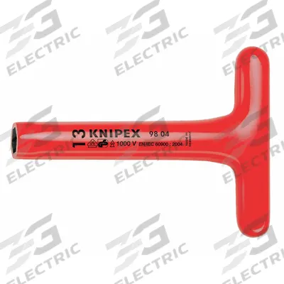 KNIPEX Hollow Round Shank Nut Driver: T-Handle, Metric, Without Magnetized Tip - Insulated Nut Drivers