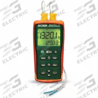 EXTECH Thermocouple Thermometer: -200°F to 1,999°F, 2 Channels, RS-232/SD Card (MPN EA15-NIST). Key specifications — Testing Functions: Average Temperature; Accuracy: ±0.05 % + 1.5 °F/0.75 °C (Type J, K, E, T, N); Brand: EXTECH.