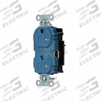 HUBBELL Receptacle: Duplex, 5-20, Blue, 125V AC, 20 A, 2 Pole / 3 Wire (MPN 5362STBLTR)