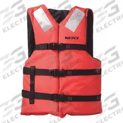 KENT SAFETY Life Jacket: Orange, Level 70, Type III, 15 1/2 lb Buoyancy, SOLAS-Grade Reflective (MPN 150000-200-004-23). Key specifications — Color: Orange; Brand: KENT SAFETY; Buoyant Material: Foam; Closure: Belt; USCG Performance Level: Level 70; Style: Life Jacket; For Age Group: Adult; Product Type: Personal Flotation Device.