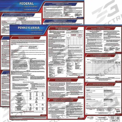 JJ KELLER Labor Law Poster: PA, Spanish, Plastic, 30 in x 24 in - State & Federal Labor Law Poster Sets