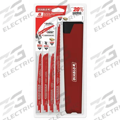 DIABLO Reciprocating Saw Blade Set: For Nail-Embedded Wood Workpiece Material, 6 Pieces - Reciprocating Saw Blade Sets
