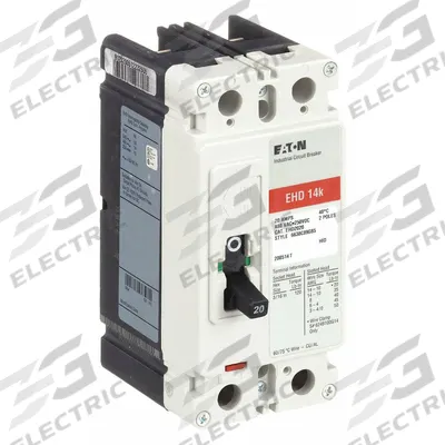 EATON Molded Case Circuit Breaker: 20 A Amps, 18kA at 240V AC, Fixed, ABC, Load Side Lug - FD-Frame Eaton Molded Case Circuit Breakers
