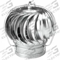 Wind-Driven Turbine Exhaust Ventilator: 16 1/4 in Head Dia, 10 in Throat Dia, 425 cfm @ 4 mph, Steel (MPN TV10G). Key specifications — Bracing Location: External; Housing Material: Steel; Bearing Type: Lower Thrust Ball Bearing; Brand: EMPIRE.